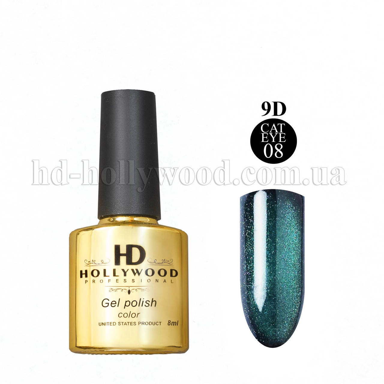 

Гель лак Кошачий глаз 08 Изумруд HD Hollywood 8 ml
