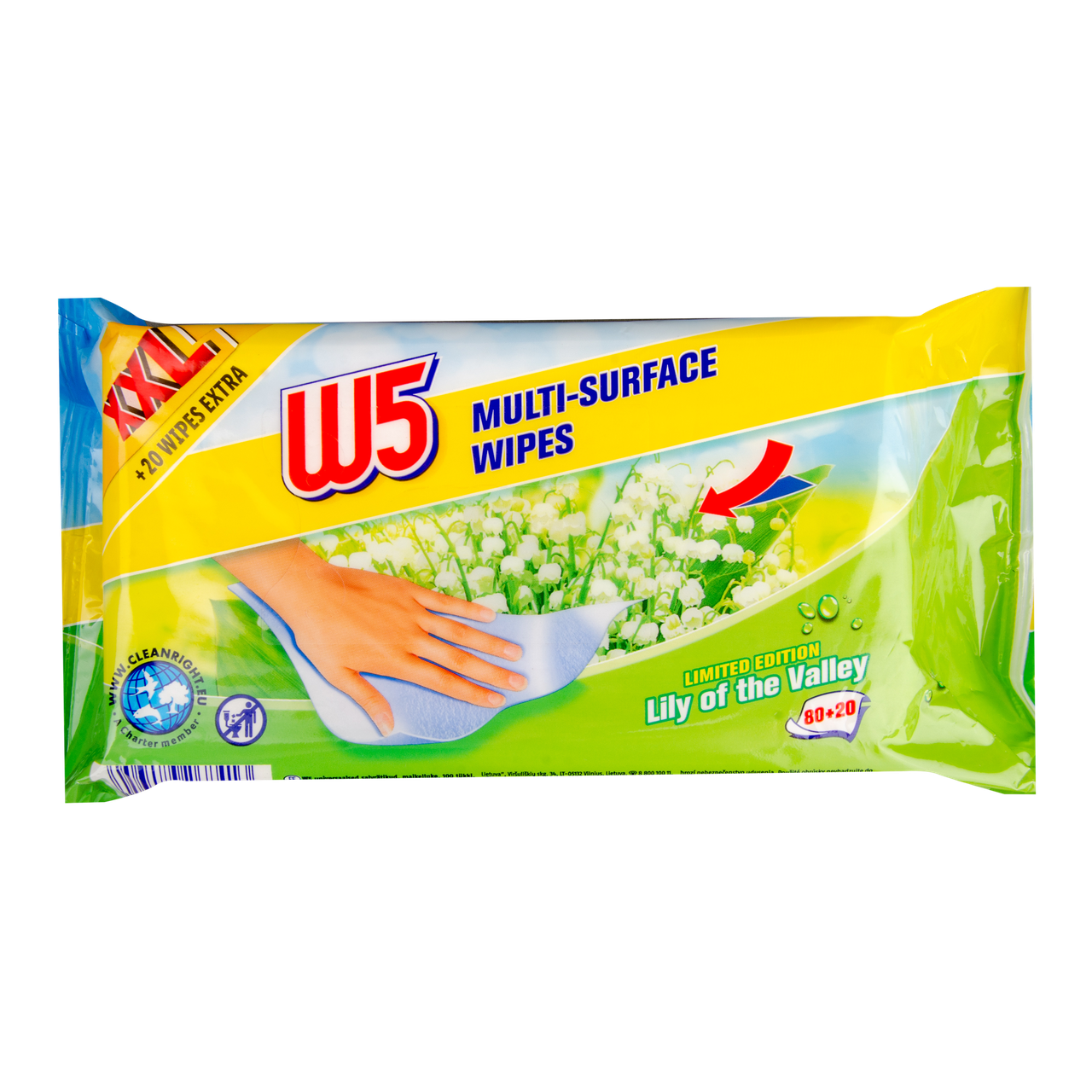 

Влажные салфетки W5 XXL Ландыш 80 + 20 шт.