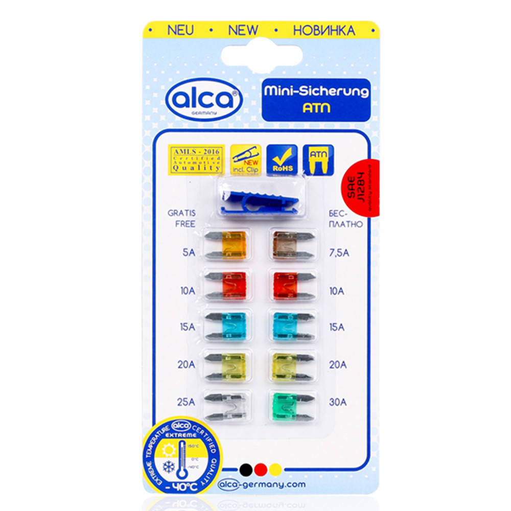 

Набор плоских предохранителей "Mini" на блистере Alca 670000 - 10шт (5-30A)