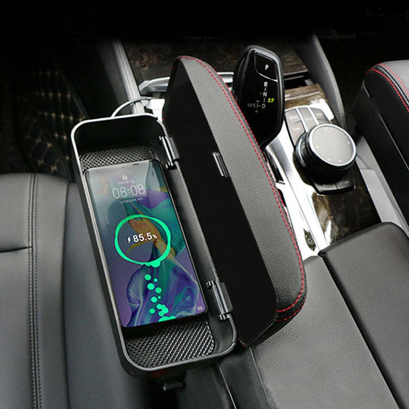 

Подлокотник в авто с беспроводной зарядкой и органайзер в машину между сиденьями для аксессуаров 2в1 RG