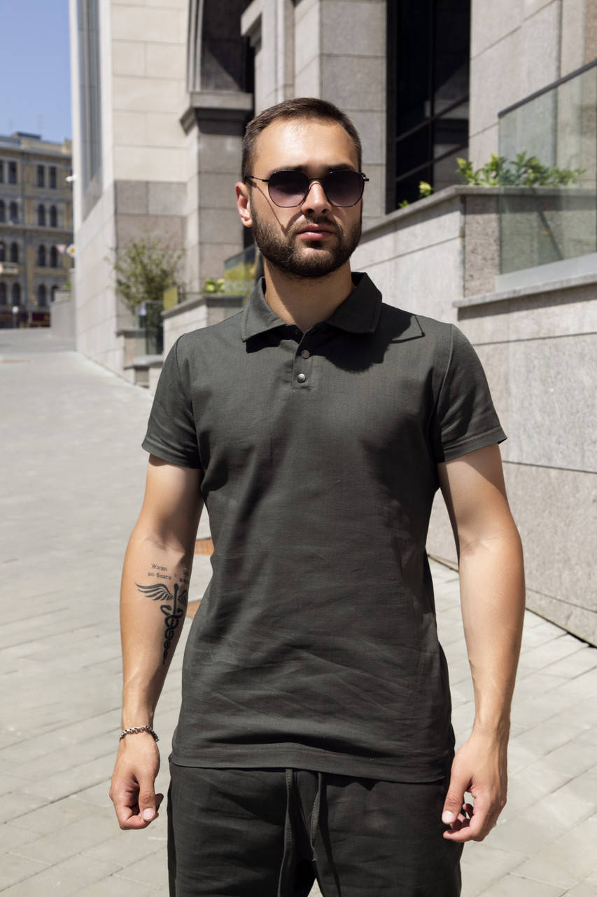 

Поло мужское льняное хаки 'Flax' (S-XXL) XL