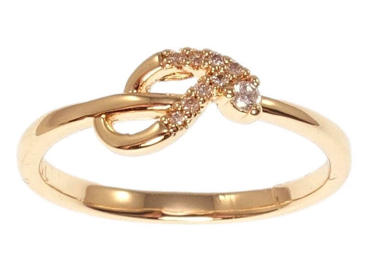 

Кольцо Xuping M&L желтый оттенок "Листик с цирконием" р.16.5,18