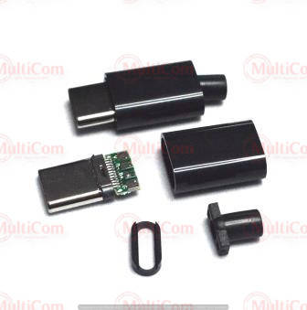 

01-08-081BK. Штекер USB type C, под пайку, разборной, бакелит, черный