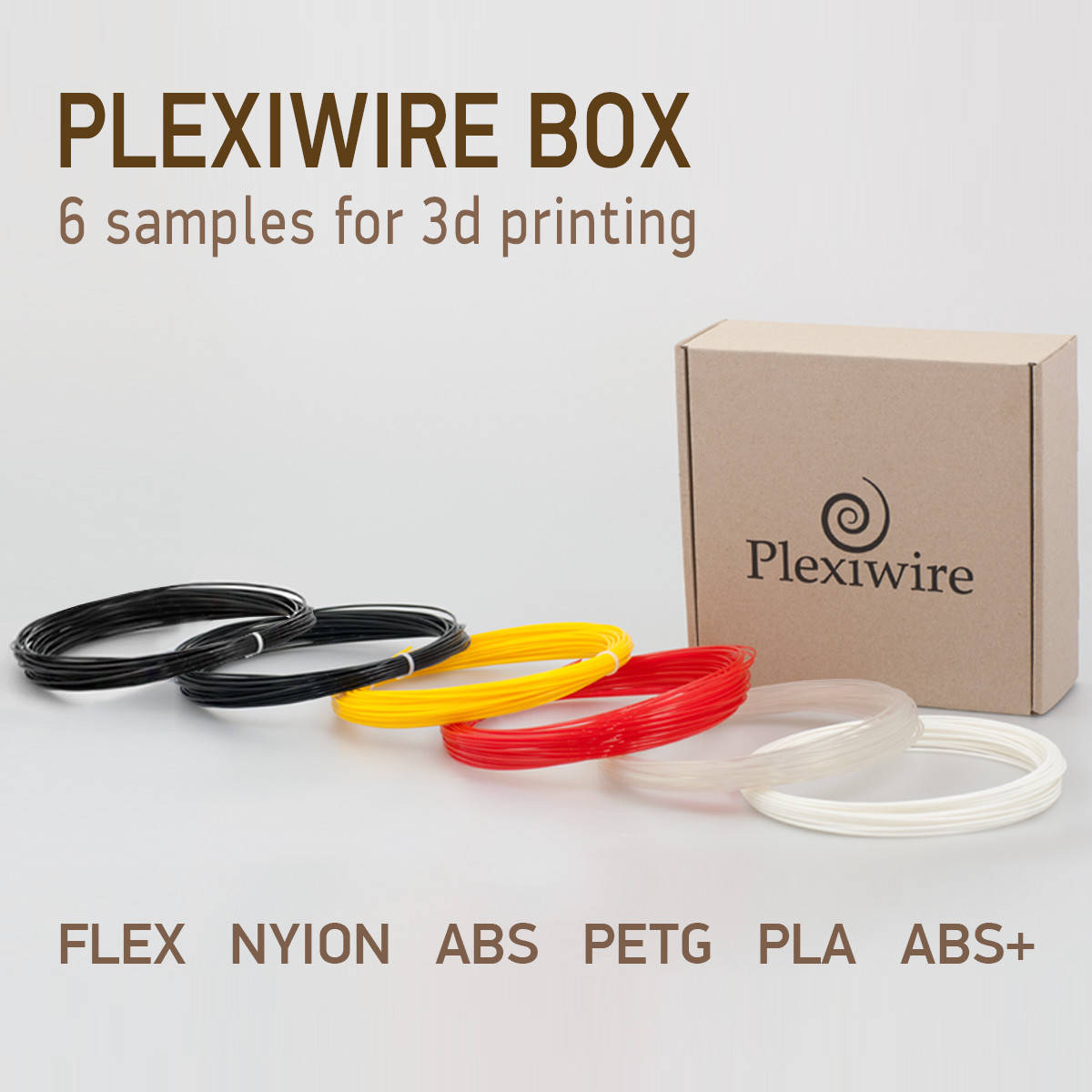 

Набор пластика Plexiwire Box (ABS, ABS+, PLA, PETG, Nylon, FLEX) по 20м.