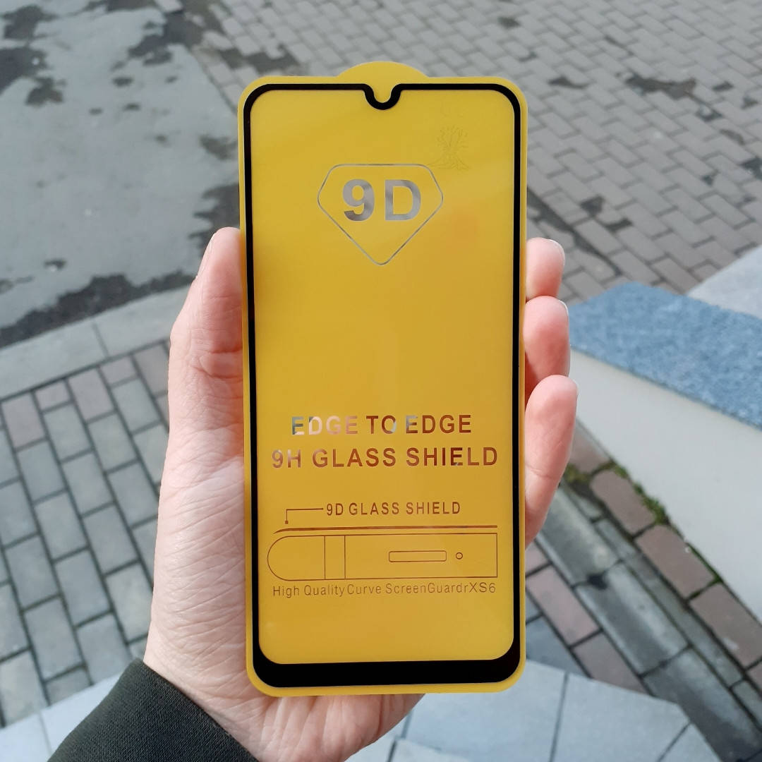 

Скло захисне Samsung A50 Full Glue Black техпак повна поклейка, Черный