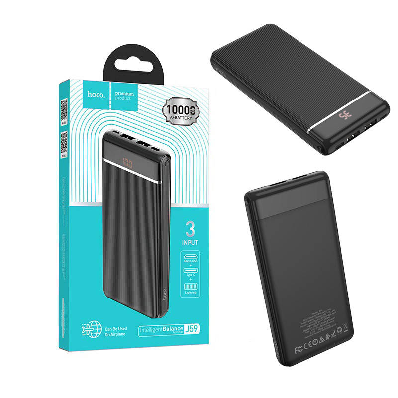

Павербанк, зарядка для телефонов Powerbank Hoco J59 10000 mAh Original, Черный