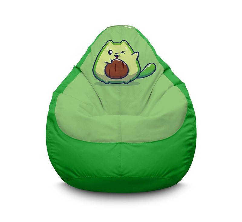

Кресло мешок PufOn, CUTE CAT AVOCADO зеленый Оксфорд ХХХL