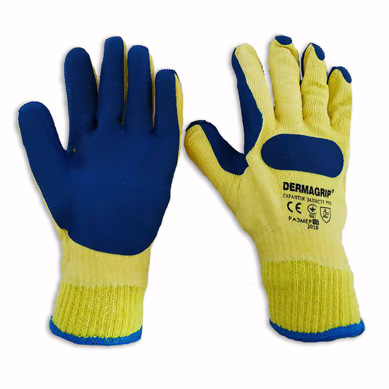 

Перчатки для строительных работ с латексным покрытием Dermagrip, уп. — 12 пар, Желтый