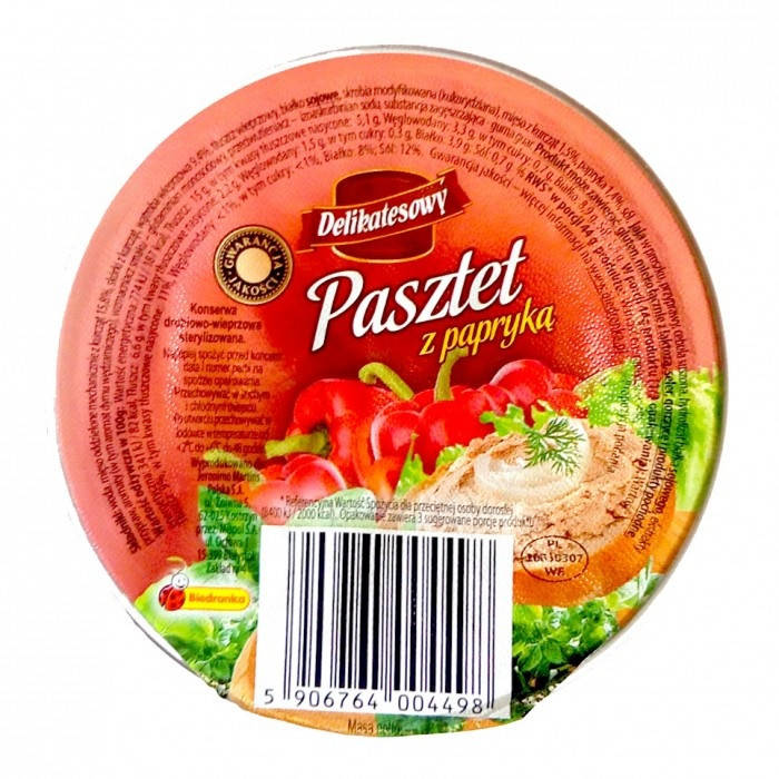 

Паштет Куриный с Паприкой Деликатесный Pasztet z Papryka Delikatesowy 131 г Польша