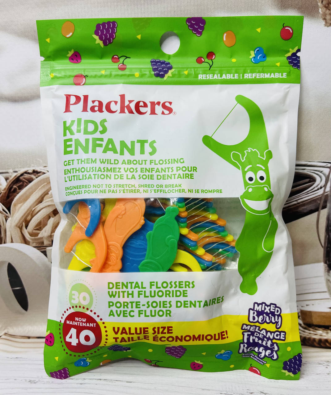 

Десткие зубочистки с зубной ниткой в форме зверушек PLACKERS