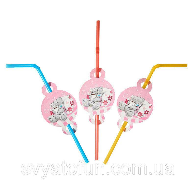 

Трубочки для напитков с гофрой Мишка Тедди для девочек 8шт/уп