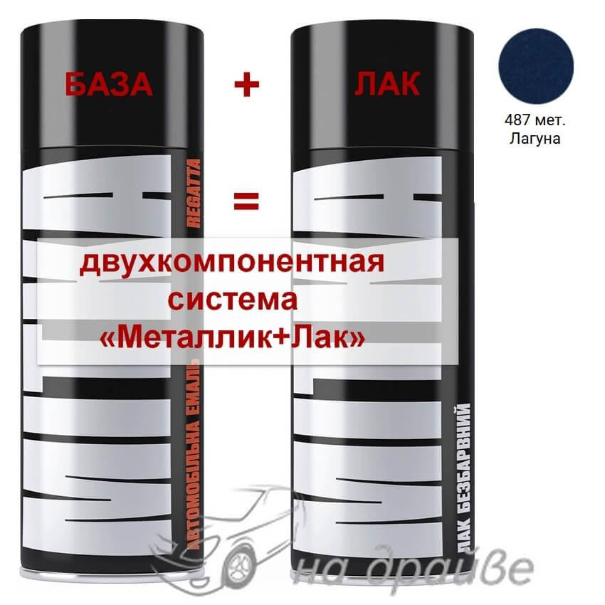 

Эмаль базовая 487 Лагуна металлик + Лак аэрозоль 400мл Mitka, Бирюзовый