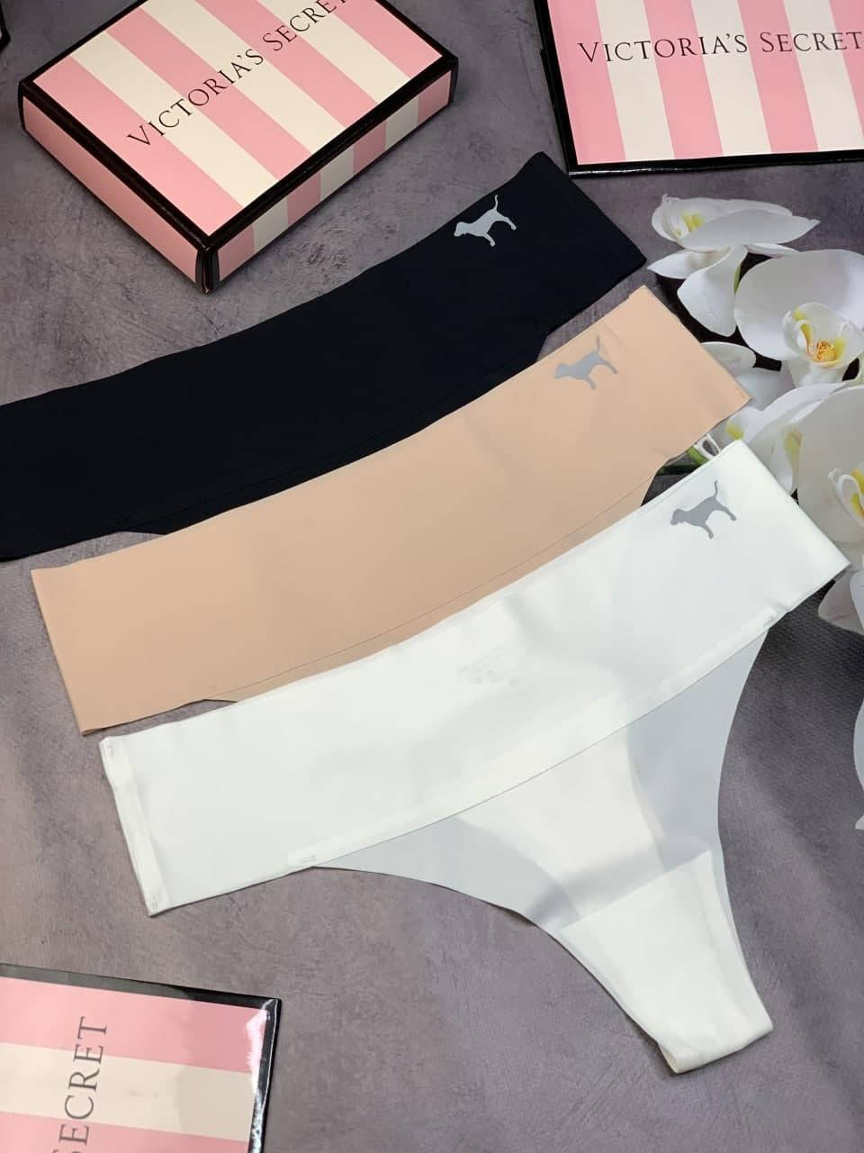 

Бесшовные трусики стринги Victoria’s Secret из 3 штук Набор трусиков Виктория Сикрет