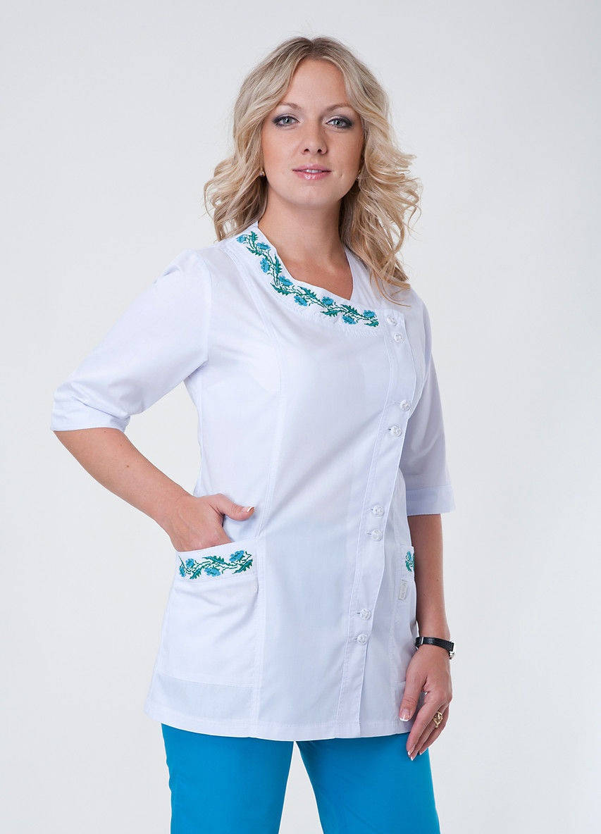 

Медицинский костюм женский "Health Life" с вышивкой коттон 3226