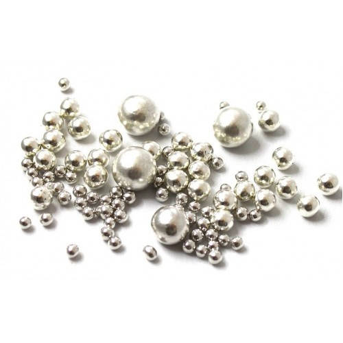 

Кульки дзеркальні срібні,МІКС (діаметр:1,2,3,5,7,10 мм.) 50 грам.