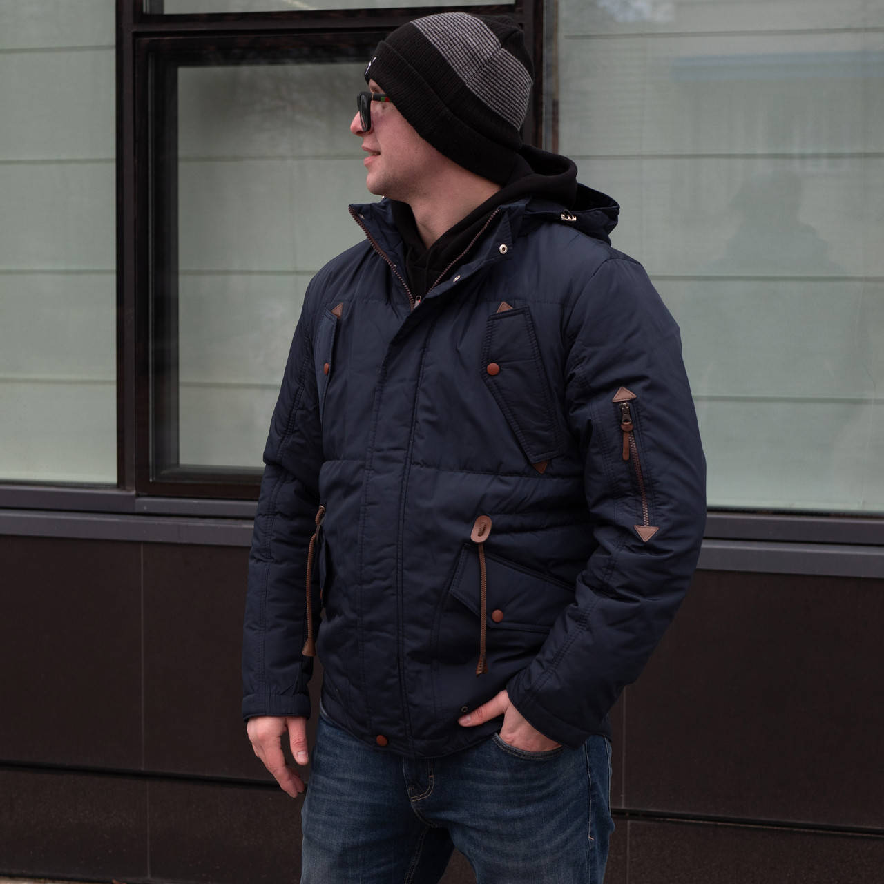 

Куртка парка мужская демисезонная 44-50 темно-синий