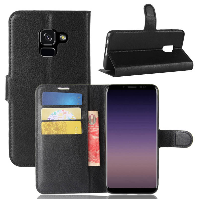 

Чехол книжка Lichee для Samsung Galaxy A8 (2018) (9 цветов) черный
