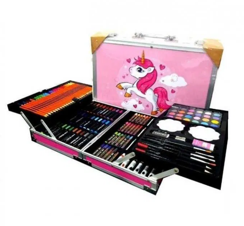 

Набор для творчества в алюминиевом чемодане Единорог 145 предметов Уценка