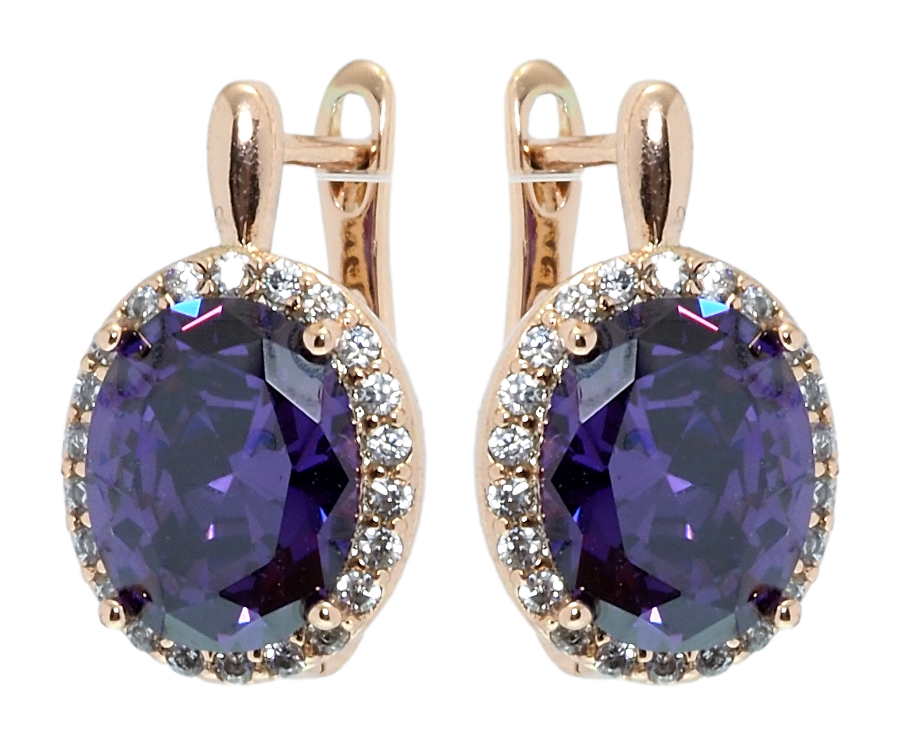 

Серьги Xuping Позолота РО английский замок "Сиреневые фианиты в обрамлении циркония"