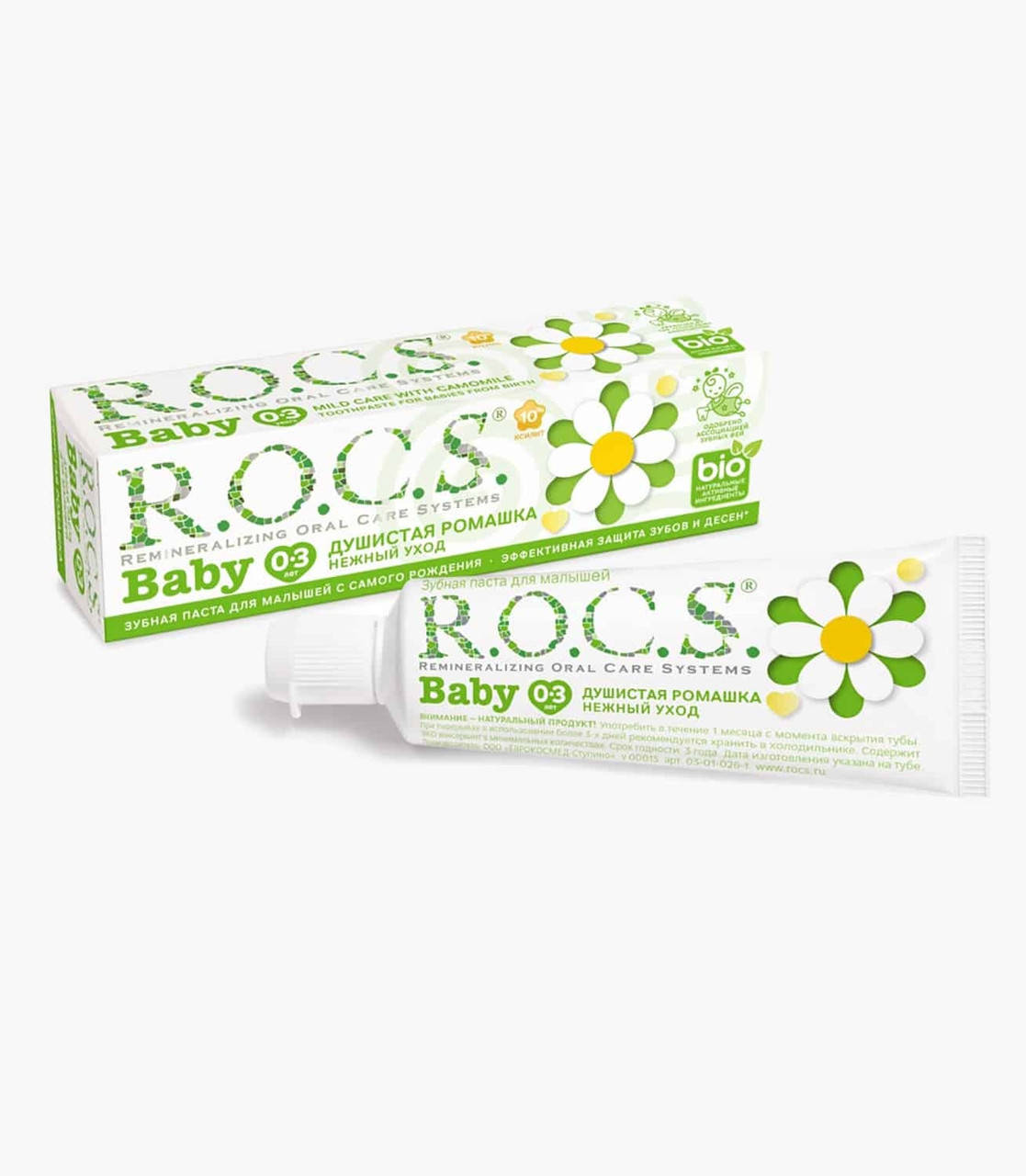 

Зубная паста “R.O.C.S. Baby. Нежный уход. Душистая Ромашка”, 45гр