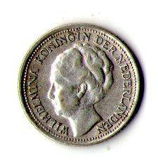 

Нидерланды 10 центов, 1937 год серебро Королева Вильгельмина №773