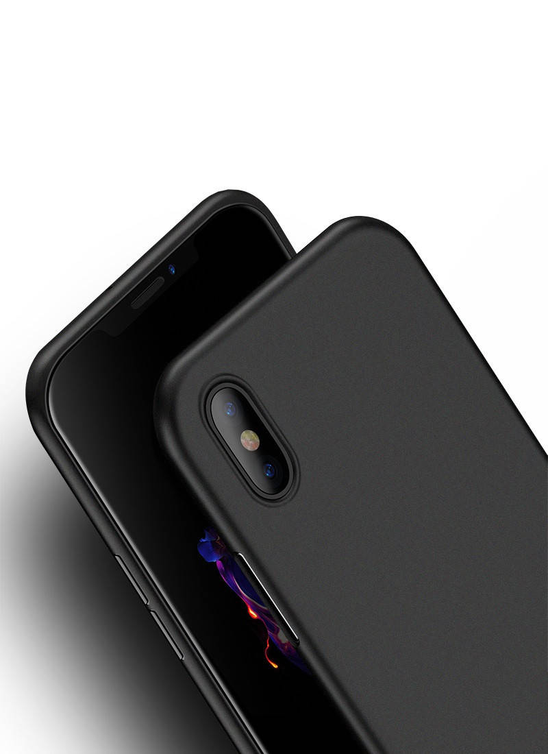 

Ультратонкий чехол для iPhone X XS Чепрный матовый пластик, Черный