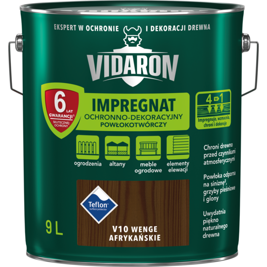

Тонирующий защитно-декоративный лак V10 Vidaron АФРИКАНСКОЕ ВЕНГЕ 9 л
