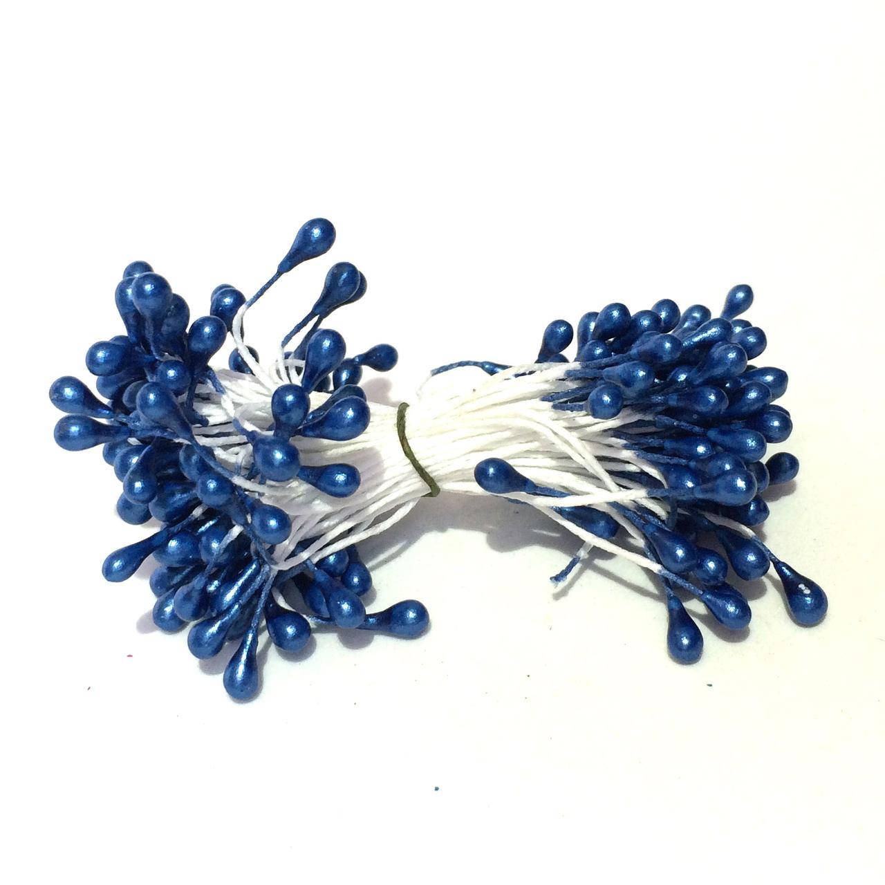 

Тычинки глянцевые на нитке 100 штук(200 головок). Цвет синий