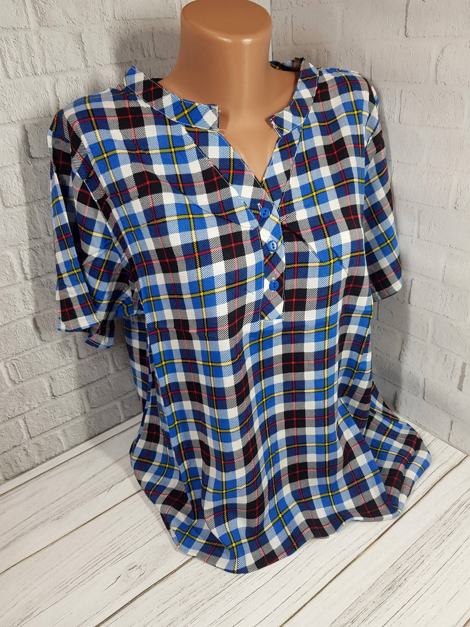 

Рубашка штапельная батал свободного кроя 54-56 р., Синий