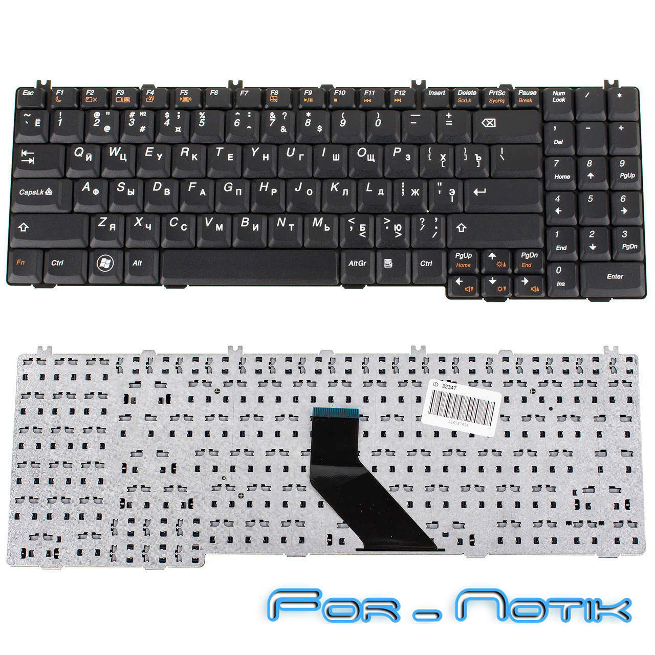 

Клавиатура для ноутбука LENOVO (G550, G555, B550, B560, V560) rus, black, Черный