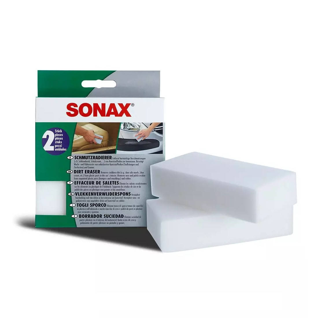 

Набор меламиновых губок для чистки загрязненных поверхностей SONAX Dirt Eraser 2 шт (416000)