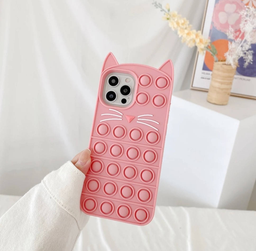 

Чехол Pop it для iPhone 11 антистресс силиконовый Котик Попит розовый