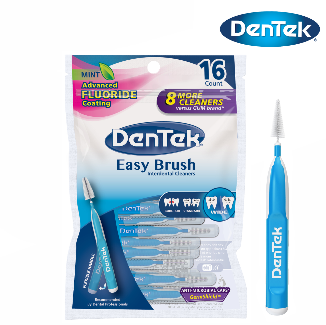 

Межзубные щетки DenTek для широких промежутков (3,5-6,8 мм) 16 шт