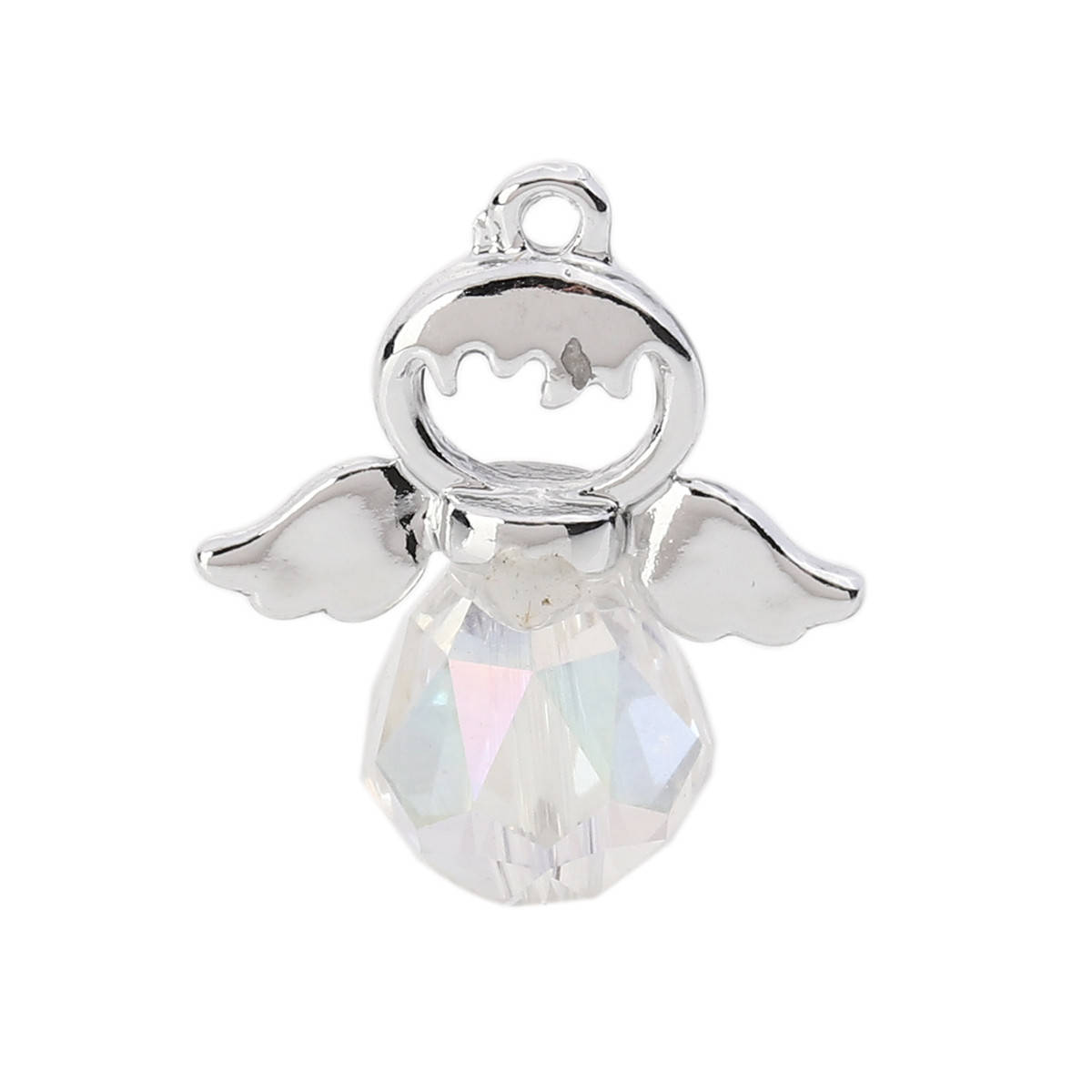 

Подвески " Ангел ", Стекло + Цинковый сплав, Серебряный тон + Прозрачная бусина гранёнка, 21 mm x 19 mm