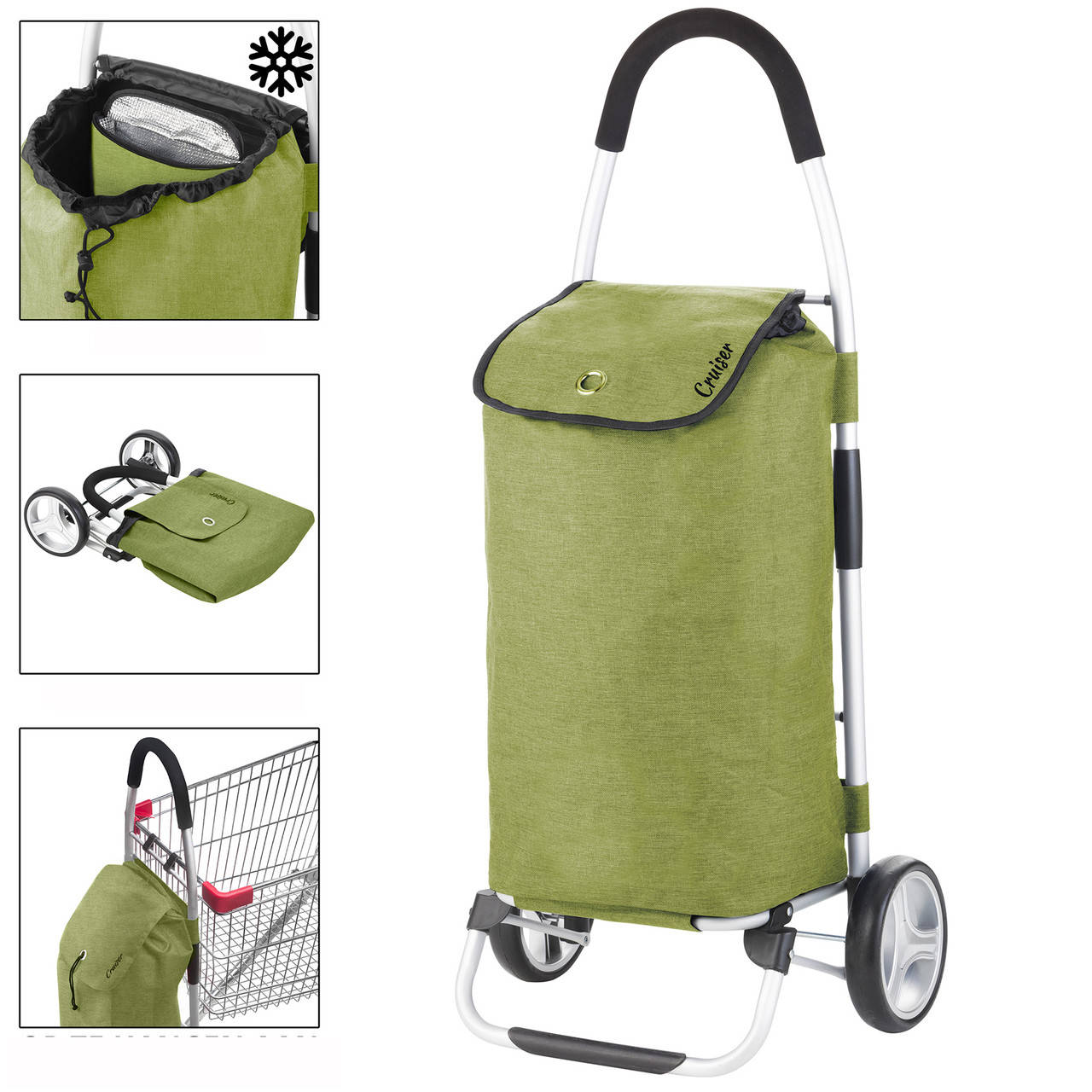 

Сумка-тележка ShoppingCruiser Foldable 45 Green (650068) хозяйственная с холодильным отделением, Зелёный