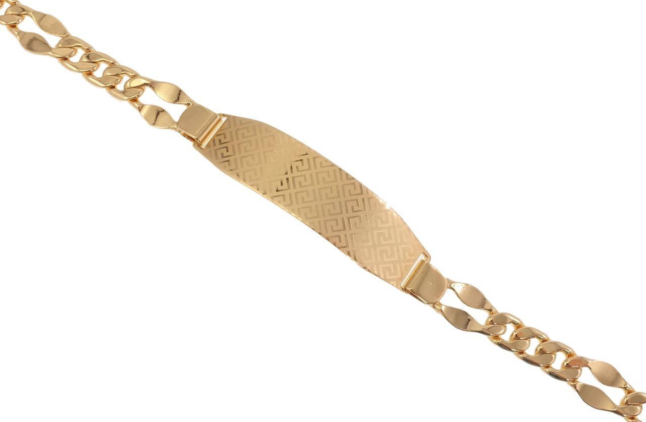

Браслет Xuping Позолота 18K "Панцирное Плетение и Пластина Тиснение Греческий Орнамент" размер 19,5 см