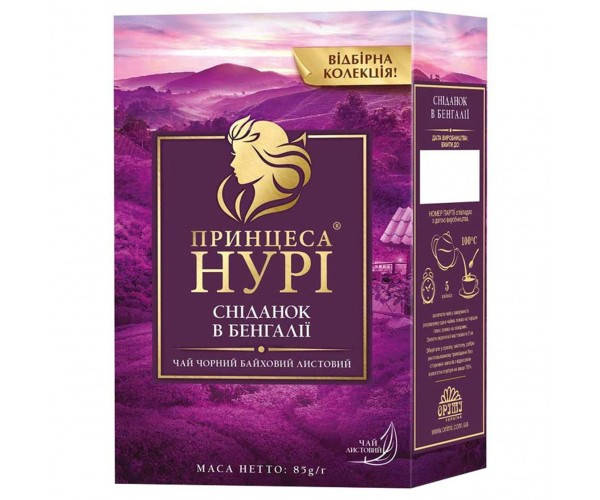 

Чай чорний байховий листовий «Сніданок Бенгалії», 85 г ТМ «Принцеса НУРІ»