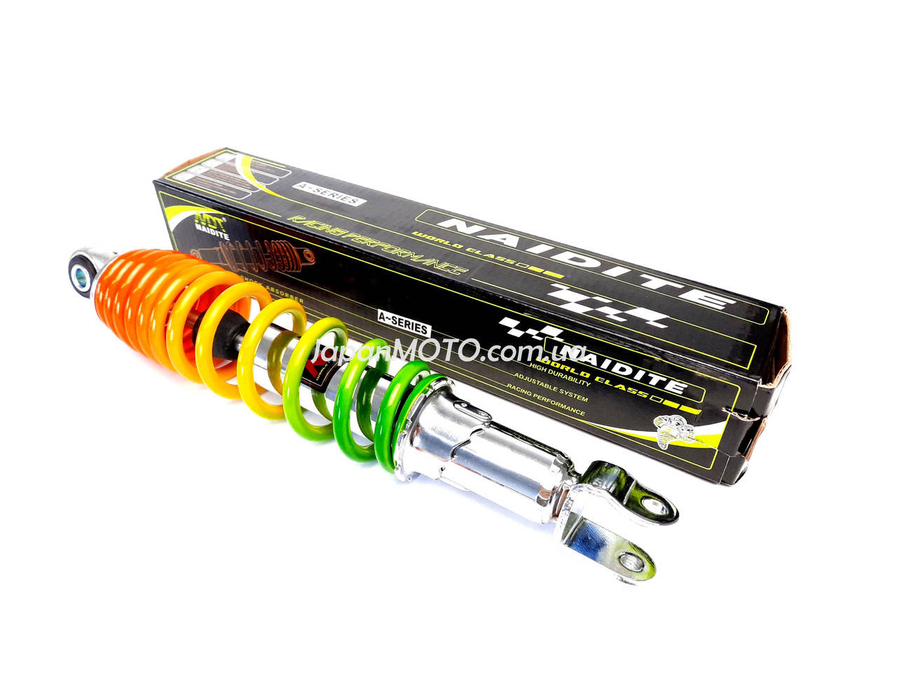 

Амортизатор Honda DIO 34/35, ZX, GY6 310mm, регулируемый (радуга) NAIDITE