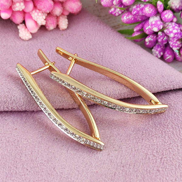 

Серьги Xuping Алмазные стрелки медицинское золото позолота 18К + родий английский замок А/В 1-1335