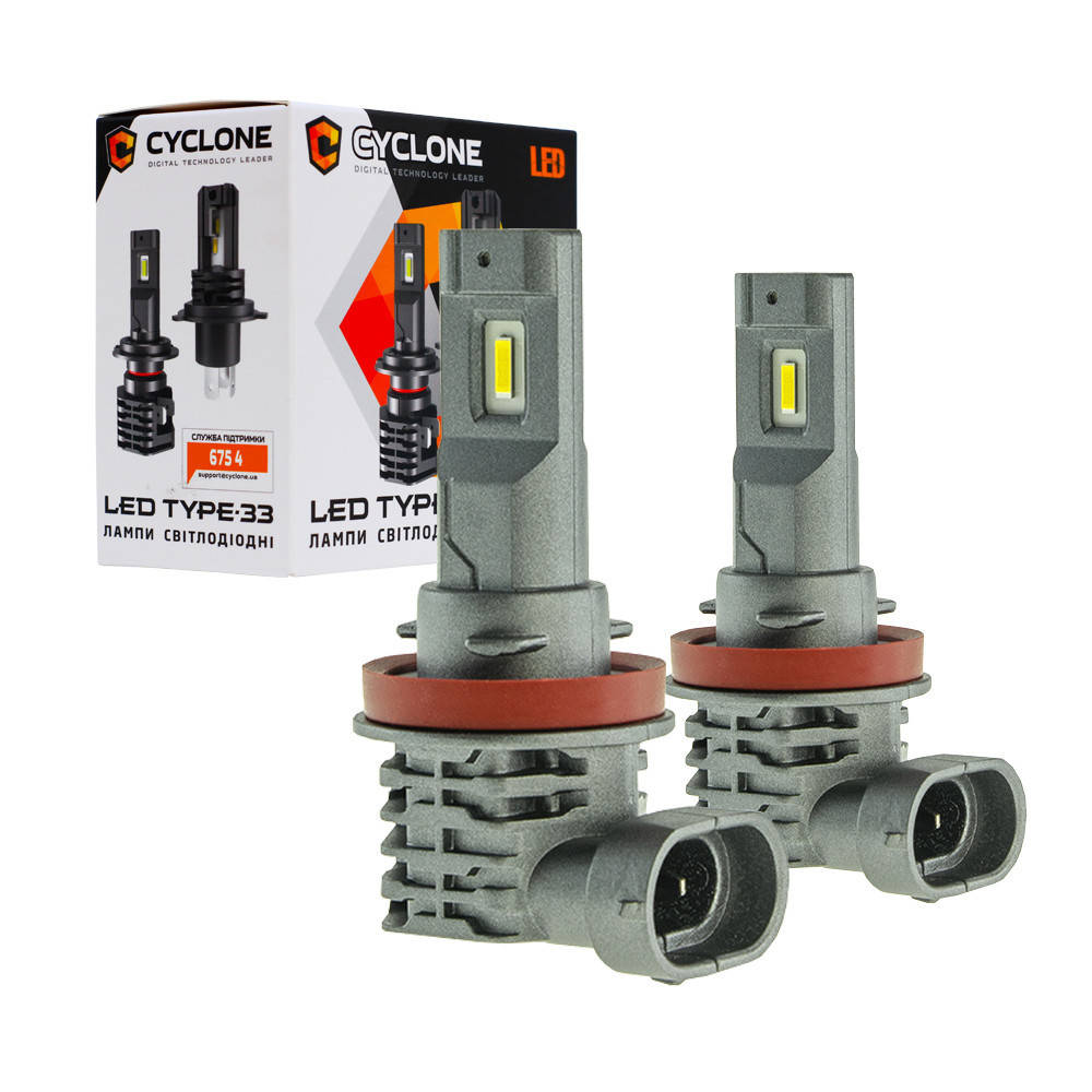 

Лампа светодиодная для фар CYCLONE LED H8 5000K 4600LM TYPE 33 2 шт комплект