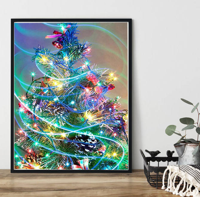 

Алмазная мозаика "Елка", картина стразами. Матовая. 20*30 см