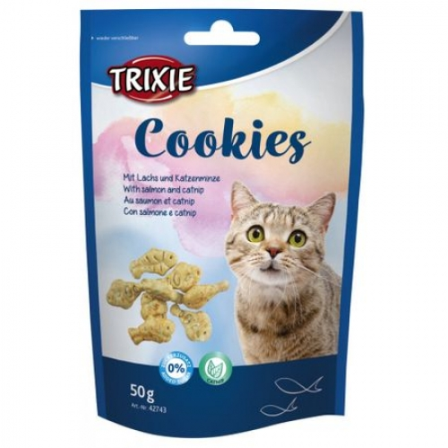 

Лакомство для кота Cookies с лососем и кошачьей мятой 50г Trixie TX-42743