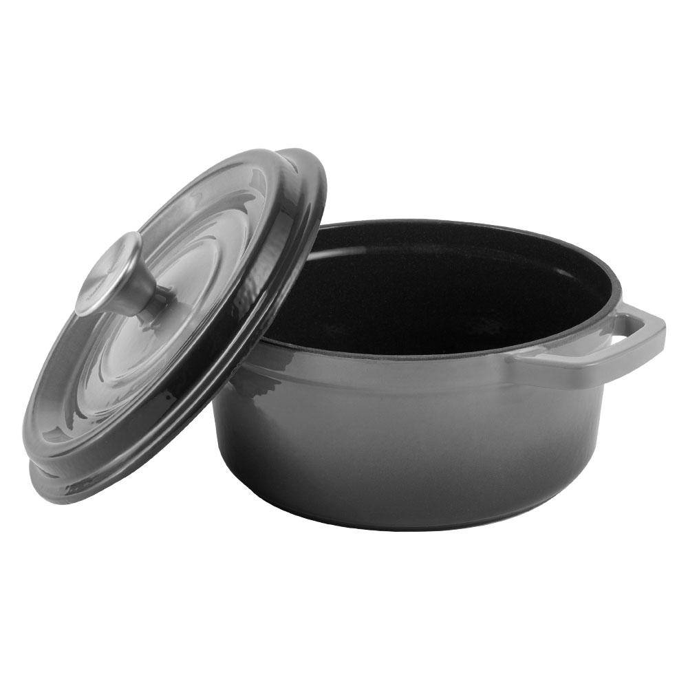 

РЕТРО Кастрюля чугунная С КРЫШКОЙ 2,2 Л ВИНТАЖ CUISINE - серый ombre Бренды Европы