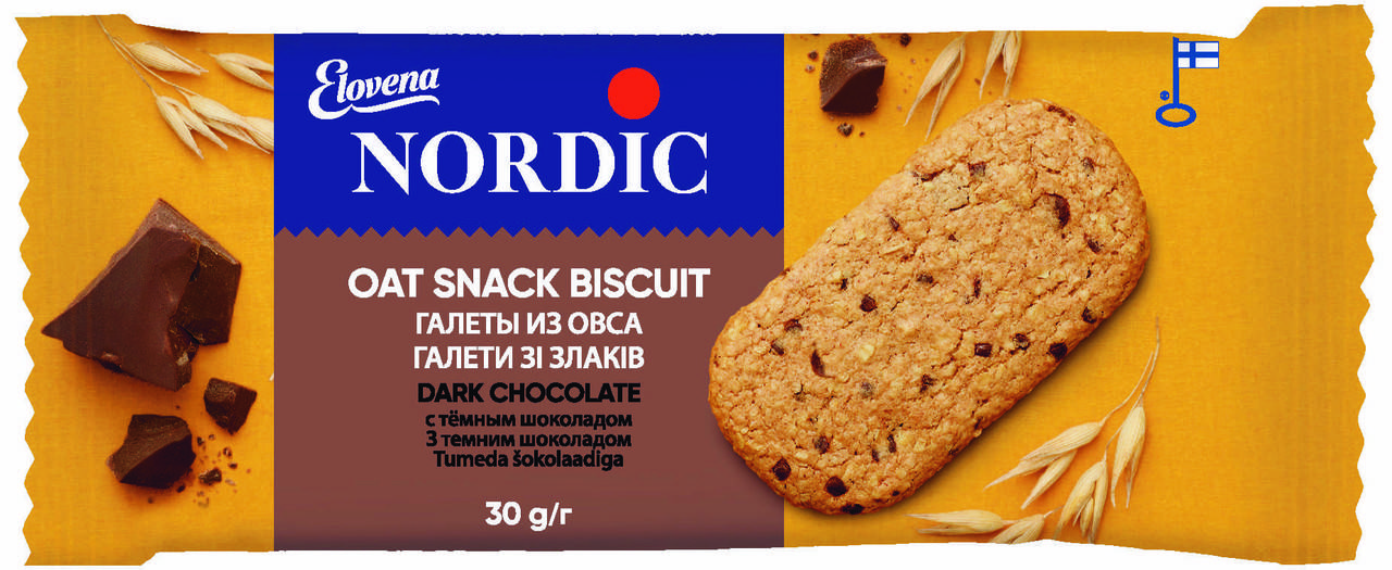 

Галеты из овса NORDIC с чёрным шоколадом 30г, (30шт/ящ)
