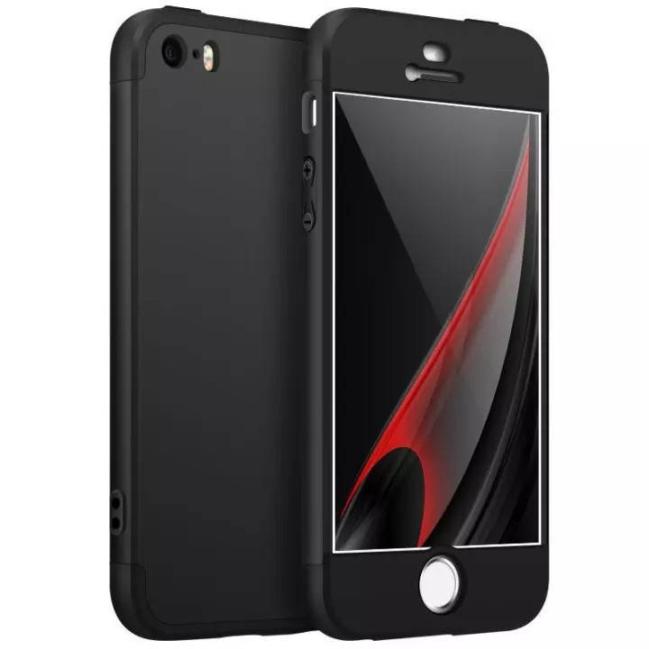 

Чехол GKK 360 для Iphone 5 / 5s / SE Бампер оригинальный Black без выреза, Черный