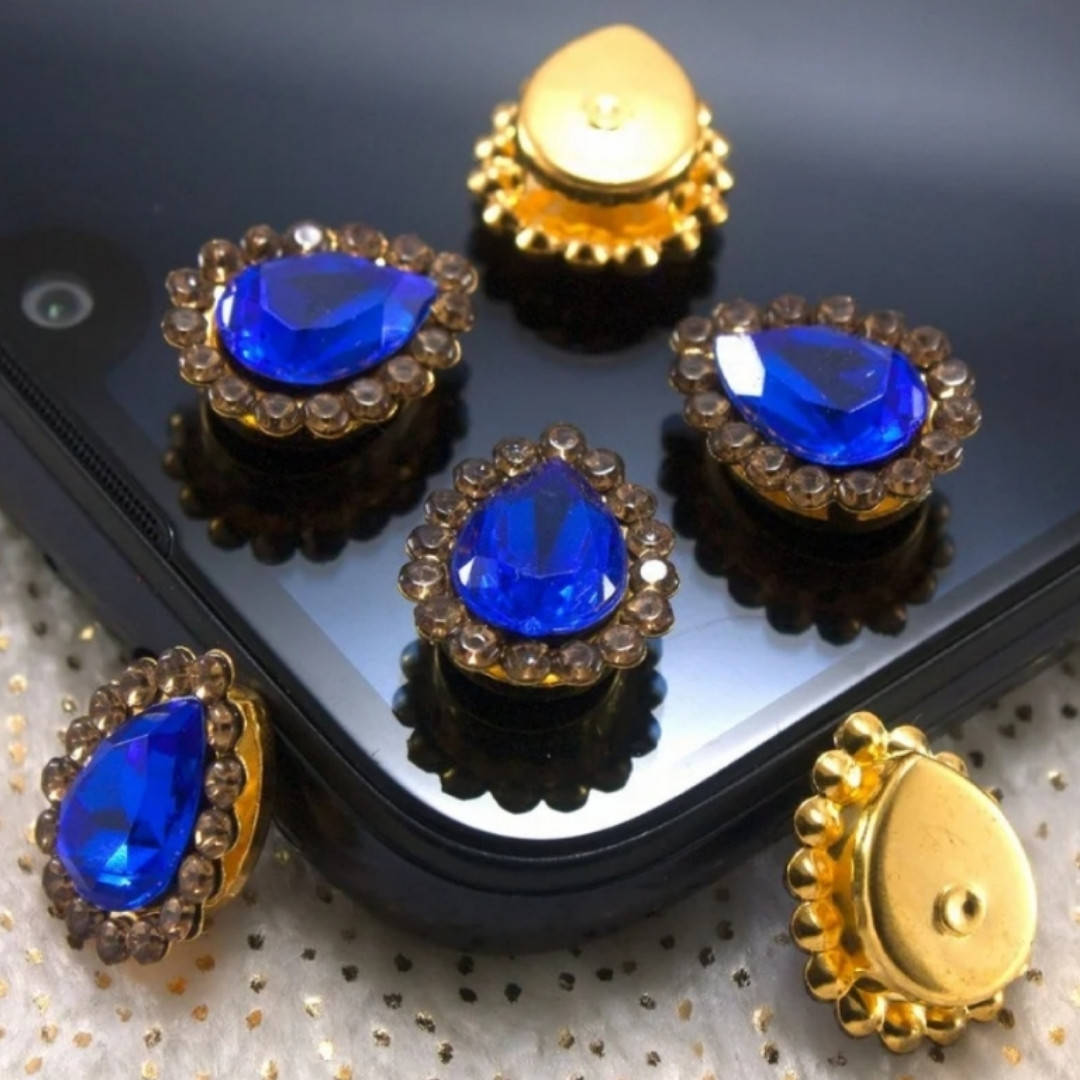 

Стразы пластик в металлической оправе 14х11мм "Капля" Цвет - Синий