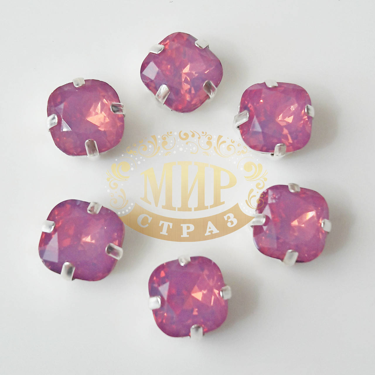 

Cтразы в цапах Мягкий Квадрат, размер 10х10 мм, цвет Rose Opal, 1 шт