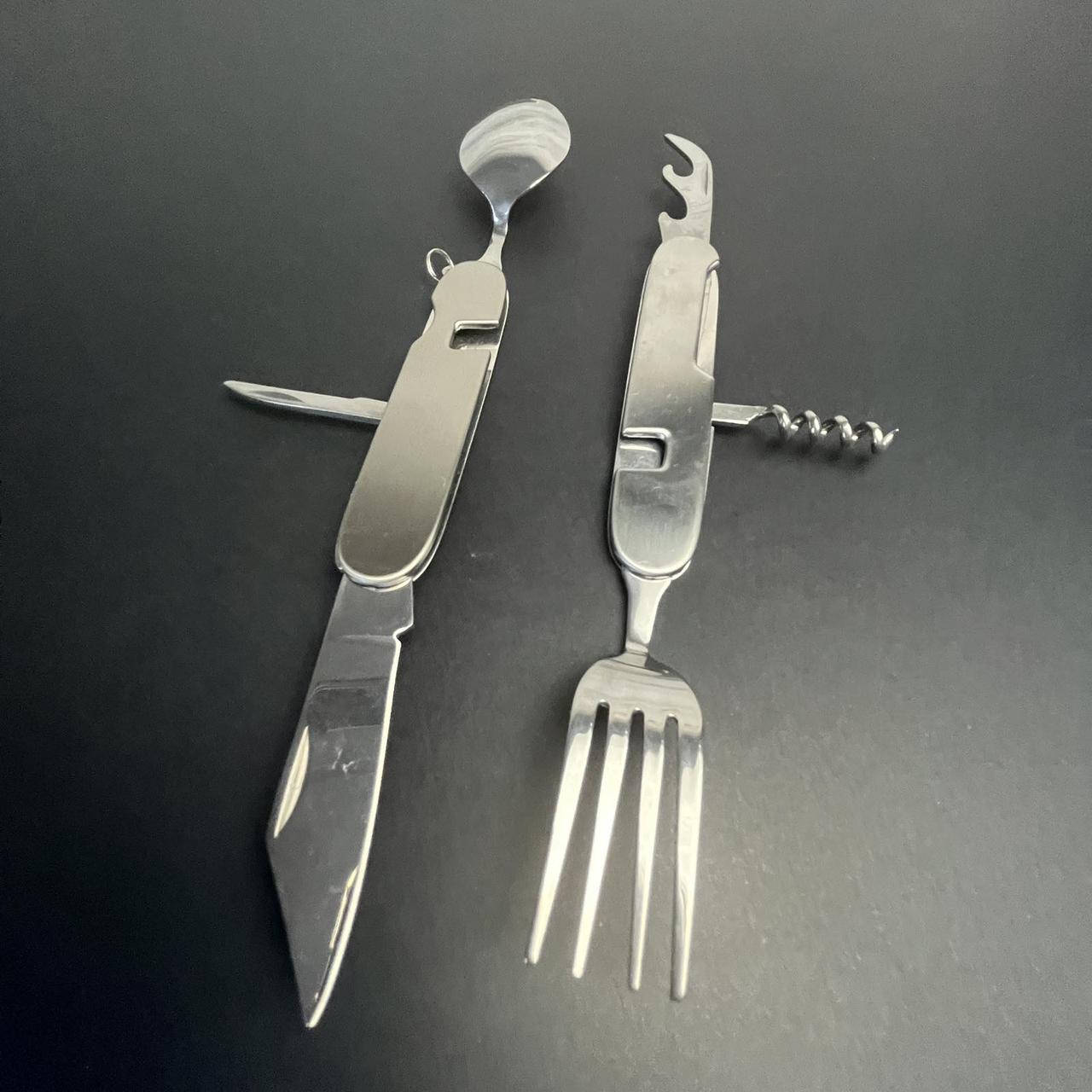 

Туристический набор 6 в 1 походная вилка ложка, Серебристый