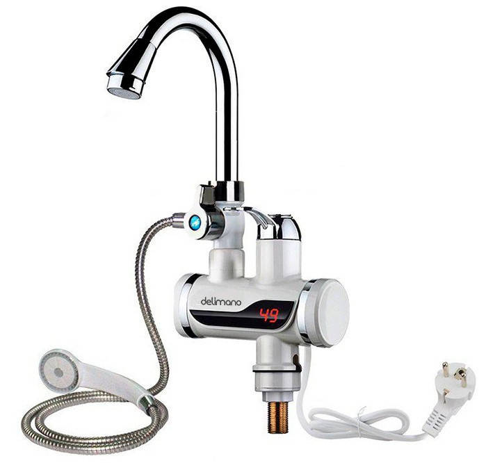 

Мгновенный проточный водонагреватель Delimano с душем и дисплеем (Нижнее подключение)