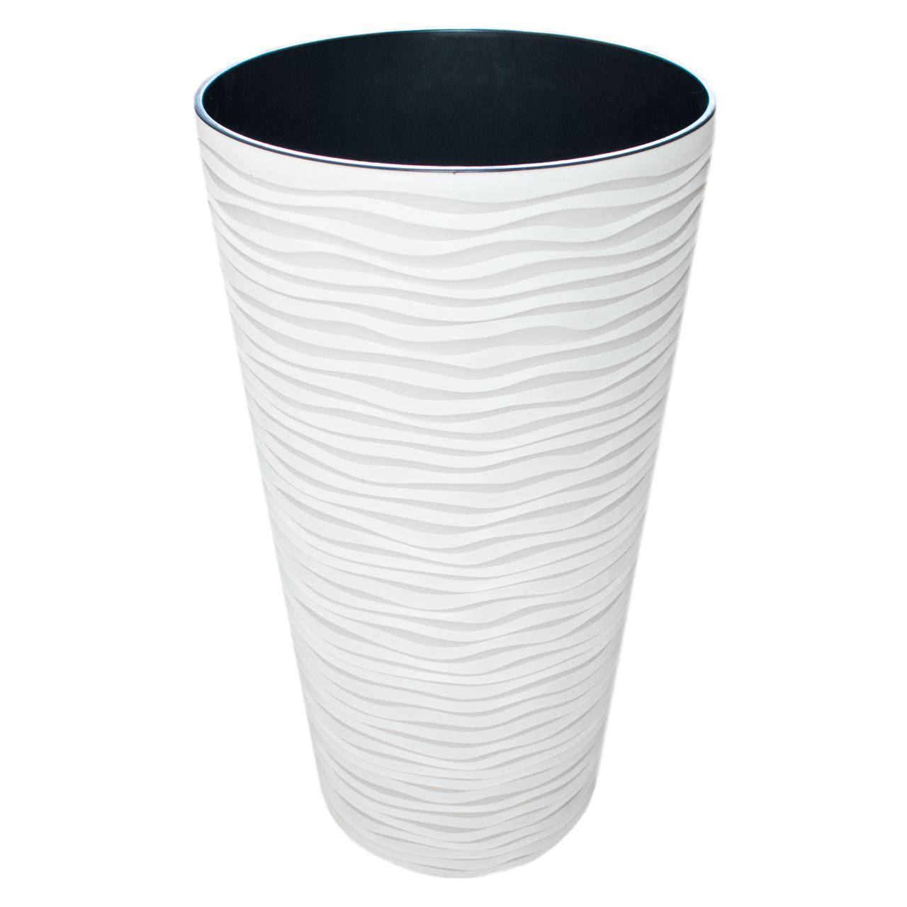 

Вазон Фьюжн высокий двойной 16х30 см 4 л белая роза Алеана, Белый